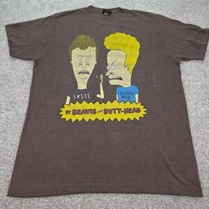 Vintage MTV Beavis and Butt-Head Graphic T-Shirt Mens XL Brown Mike Judge *Read*